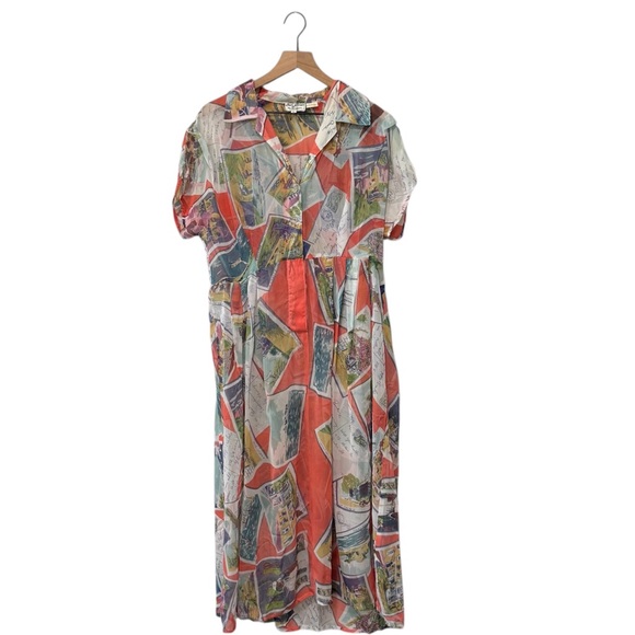 Gail Garner for All That Glitters Postcard Sheer Midi Dress L - Picture 1 of 8